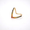 ESTATE .76CT AAA MULTI COLOR SAPPHIRE 18KT YELLOW GOLD 3D V SHAPE BUTTERFLY RING