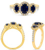 1.94CT DIAMOND & AAA SAPPHIRE 18KT YELLOW GOLD 3D OVAL & ROUND ANNIVERSARY RING