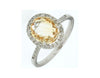2.71CT DIAMOND & AAA CITRINE 14KT WHITE GOLD OVAL & ROUND CLASSIC HALO FUN RING