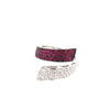 LARGE 1.23CT DIAMOND & AAA RUBY 18KT WHITE GOLD MULTI ROW CRISS CROSS FUN RING