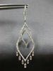 LARGE 1.2CT DIAMOND 14K WHITE GOLD ROUND & BAGUETTE DOUBLE LEAF HANGING EARRINGS