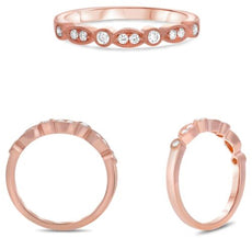 .17CT DIAMOND 14KT ROSE GOLD ROUND FILIGREE MULTI LEAF WEDDING ANNIVERSARY RING