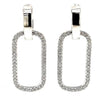 ESTATE .60CT DIAMOND 18K WHITE GOLD 3D CLASSIC RECTANGULAR OVAL HANGING EARRINGS