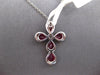1.17CT DIAMOND & AAA RUBY 18KT WHITE GOLD 3D PEAR SHAPE CROSS FLOATING PENDANT