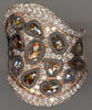 LARGE 4.67CT WHITE & MULTI COLOR DIAMOND 18K ROSE GOLD ROSE CUT MULTI SHAPE RING