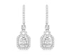 .70CT DIAMOND 14K WHITE GOLD ROUND & BAGUETTE OCTAGON LEVERBACK HANGING EARRINGS