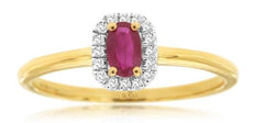 .31CT DIAMOND & AAA RUBY 14KT YELLOW GOLD 3D OVAL & ROUND SQUARE HALO LOVE RING