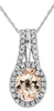 1.24CT DIAMOND & AAA MORGANITE 14KT WHITE GOLD 3D OVAL & ROUND FLOATING PENDANT