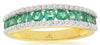 ESTATE 1.08CT DIAMOND & AAA EMERALD 14K YELLOW GOLD ROUND 3 ROW ANNIVERSARY RING