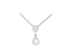 ESTATE .11CT DIAMOND 14KT WHITE GOLD 3D ROUND TEAR DROP FUN FLOATING PENDANT