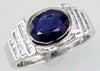 3.07CT DIAMOND & AAA SAPPHIRE 14KT WHITE GOLD 3D OVAL & BAGUETTE ENGAGEMENT RING