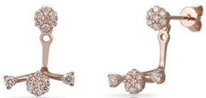 ESTATE .47CT DIAMOND 14KT ROSE GOLD 3D DOUBLE FLOWER FUN HANGING EARRINGS