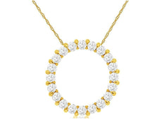 .50CT DIAMOND 14KT YELLOW GOLD 3D SHARED PRONG CIRCLE OF LIFE FLOATING PENDANT
