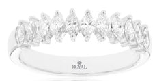 .58CT DIAMOND 14KT WHITE GOLD 3D MARQUISE SHAPE SEMI ETERNITY ANNIVERSARY RING