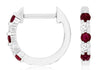 ESTATE .25CT DIAMOND & AAA RUBY 14KT WHITE GOLD 5 STONE HUGGIE HANGING EARRINGS