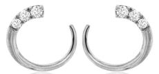 .25CT DIAMOND 14KT WHITE GOLD GRADUATING JOURNEY SIDEWAY HOOP HANGING EARRINGS