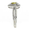 .90CT WHITE & FANCY YELLOW DIAMOND 18K 2 TONE GOLD 3D PEAR SHAPE ENGAGEMENT RING