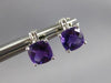 ESTATE 1.62CT DIAMOND & AAA AMETHYST 14K WHITE GOLD SQUARE & ROUND STUD EARRINGS