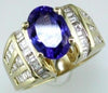 ESTATE LARGE 4.50CT DIAMOND & AAA TANZANITE 14K YELLOW GOLD OVAL ENGAGEMENT RING