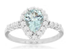 1.35CT DIAMOND & AAA AQUAMARINE 14KT WHITE GOLD PEAR SHAPE HALO ENGAGEMENT RING