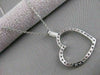 ANTIQUE .65CTW DIAMOND HANGING OPEN HEART 14K WHITE GOLD PENDANT + CHAIN #13026