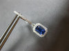 1.32CT DIAMOND & AAA SAPPHIRE 14KT WHITE GOLD EMERALD CUT HALO HANGING EARRINGS