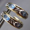 WIDE DAVID YURMAN 2.0CT BLUE TOPAZ 18K YELLOW GOLD & 925 SILVER 3D HOOP EARRINGS