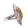 EXTRA LARGE 3.9CT WHITE & INTENSE MULTI COLOR DIAMOND 18K 2 TONE GOLD HEART RING