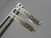 ESTATE .32CT DIAMOND 14KT WHITE GOLD 3D 2 ROW BEZEL HUGGIE HOOP HANGING EARRINGS