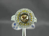 LARGE .71CT WHITE & YELLOW DIAMOND 18K WHITE GOLD 3D SEMI MOUNT ENGAGEMENT RING