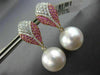 LARGE 1.46CT DIAMOND & PINK SAPPHIRE SOUTH SEA PEARL 14K WHITE GOLD 3D EARRINGS