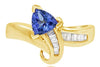 1.15CT DIAMOND & AAA TANZANITE 14KT YELLOW GOLD 3D ARROW TO YOUR HEART LOVE RING