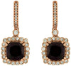 5.18CT DIAMOND & AAA RHODOLITE 14K ROSE GOLD 3D CUSHION & ROUND HANGING EARRINGS