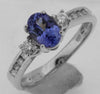 1.25CT DIAMOND & AAA TANZANITE 14KT WHITE GOLD 3D OVAL & ROUND ENGAGEMENT RING