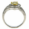 WIDE .97CT WHITE & CANARY DIAMOND 18KT 2 TONE GOLD 3D PEAR SHAPE ENGAGEMENT RING