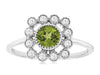 .69CT DIAMOND & AAA PERIDOT 14KT WHITE GOLD 3D ROUND FILIGREE SQUARE FLOWER RING