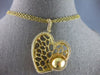 EXTRA LARGE .95CT DIAMOND 18KT YELLOW GOLD FILIGREE HEART LOVE FLOATING PENDANT