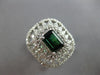 LARGE 3.06CT DIAMOND & AAA GREEN GARNET 14KT WHITE GOLD EMERALD CUT & ROUND RING