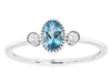 .56CT DIAMOND & AAA BLUE TOPAZ 14K WHITE GOLD OVAL & ROUND 3 STONE FILIGREE RING