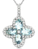 2.0CT DIAMOND & AAA AQUAMARINE 14KT WHITE GOLD 3D OVAL & ROUND FLOATING PENDANT