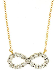 ESTATE .15CT DIAMOND 14KT YELLOW GOLD 3D CLASSIC ROUND INFINITY LOVE NECKLACE