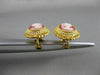 ANTIQUE 14K YELLOW GOLD LADY SHELL CAMEO FILIGREE OMEGA CLIP EARRINGS #20543