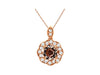 ESTATE .66CT DIAMOND & AAA MORGANITE 14K ROSE GOLD ROUND FLOWER FILIGREE PENDANT