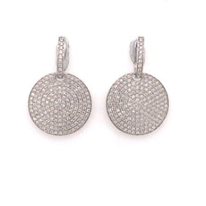 LARGE 2.07CT DIAMOND 18KT WHITE GOLD 3D MULTI ROW CIRCULAR FUN HANGING EARRINGS
