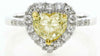 1.22CT WHITE & FANCY YELLOW DIAMOND 18KT 2 TONE GOLD HEART SHAPE ENGAGEMENT RING