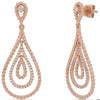 .28CT DIAMOND 14KT ROSE GOLD ROUND CLASSIC TRIPLE TEAR DROP FUN HANGING EARRINGS