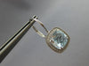 5.65CT DIAMOND & AAA AQUAMARINE 14KT WHITE GOLD HALO LEVERBACK HANGING EARRINGS