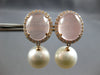 ESTATE LARGE 17CT DIAMOND & AAA PINK QUARTZ & SOUTH SEA PEARL 18KT ROSE GOLD EARRINGS