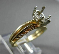 Antique 14K White & Yellow Gold Semi Mount Wedding Anniversary Band Set