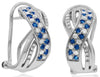 .73CT DIAMOND & AAA SAPPHIRE 14KT WHITE GOLD MULTI ROW CRISS CROSS LOVE EARRINGS